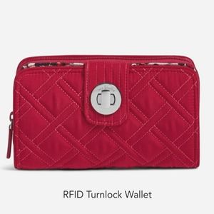 Vera Bradley RFID Turnlock Wallet; Microfiber; Passion Pink; NWT 💕